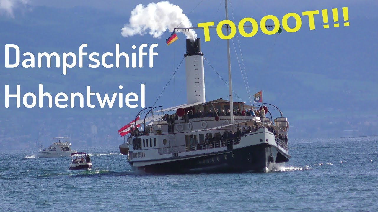 Ankunft Dampfschiff Hohentwiel 1913 Friedrichshafen m. Schiffshorn Schaufelraddampfer paddle steamer