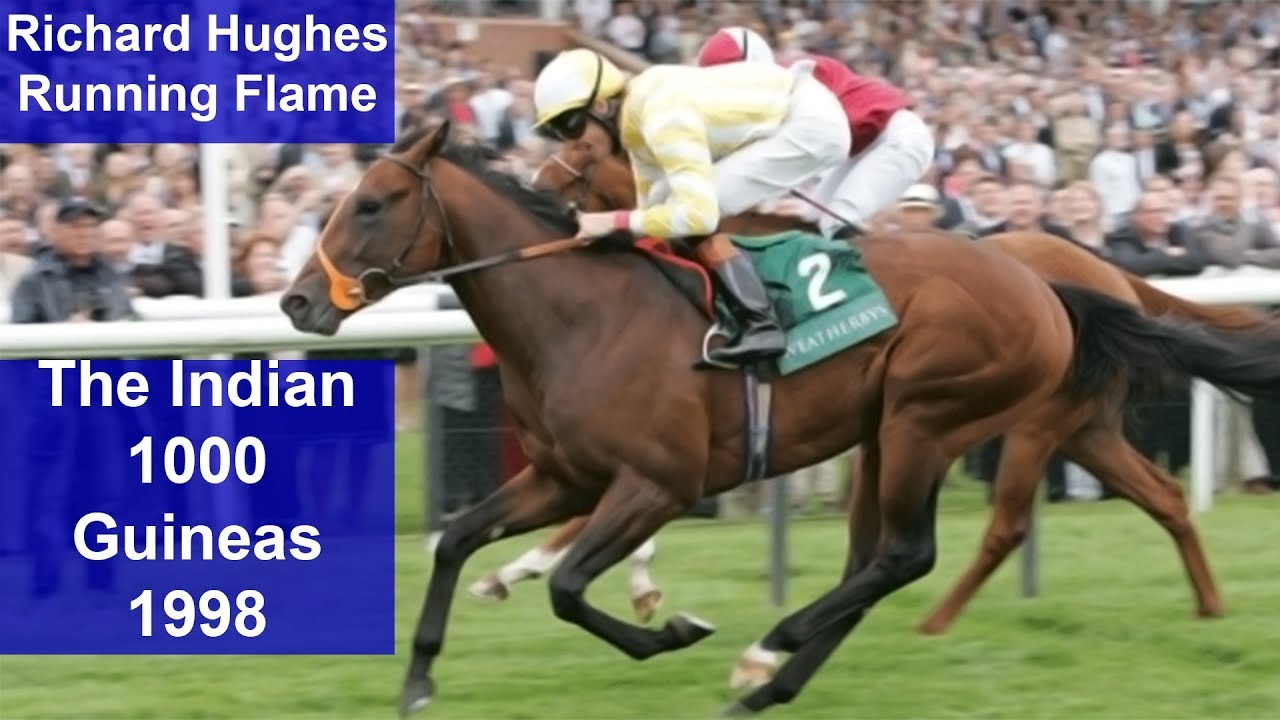 Running Flame with Richard Hughes up wins The Indian 1000 Guineas 1998