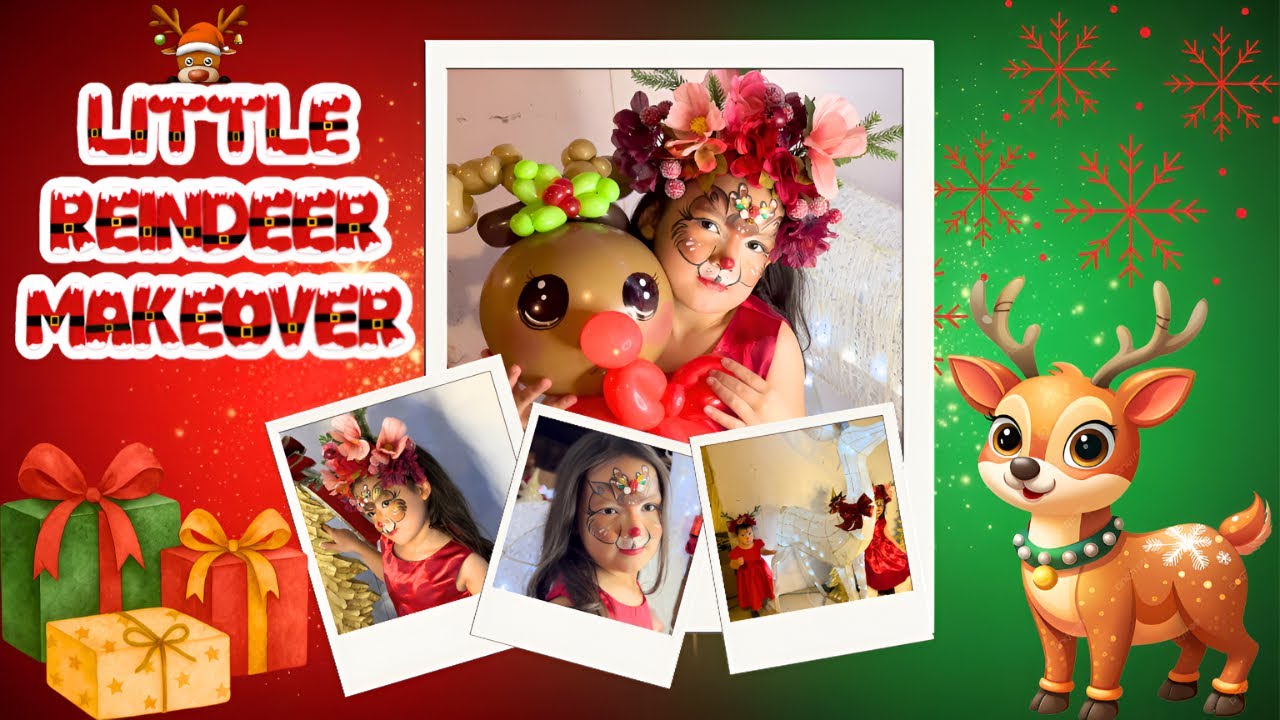 Rudolph Red Nose Reindeer Face Paint  🦌🎨 | Christmas Make up for kids with Armine | tutorial