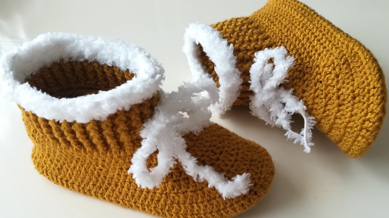 Çocuklar için kürklü bot patik modeli ( 22.23 no) Keçe tabana bot patik modelleri,  #knitting