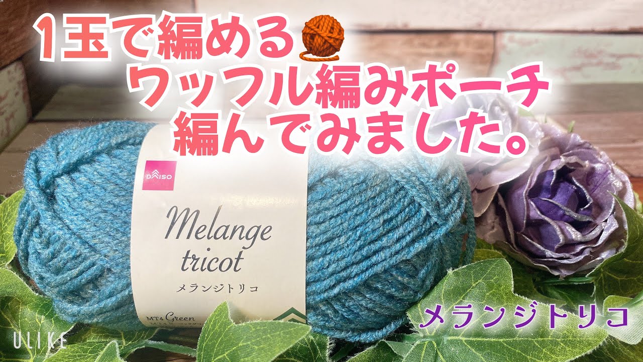【かぎ針編み】1玉で編める🧶ワッフル編みポーチ編んでみました。【メランジトリコ】