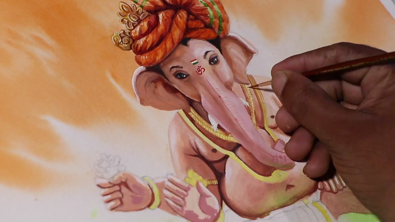 Ganpati Painting Tutorial | Draw Lord Ganesha Step by Step, Indian Art for NRI Homes 🇮🇳🇺🇸🇬🇧