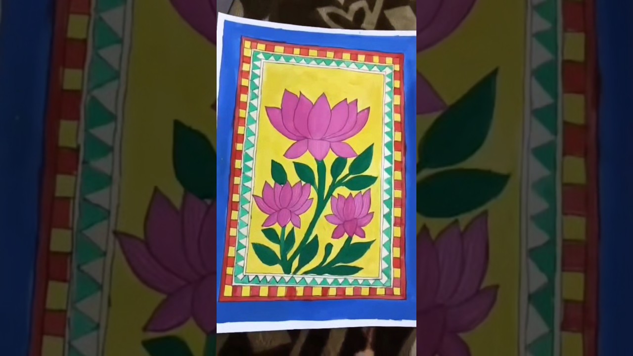 Madhubani art lotus 