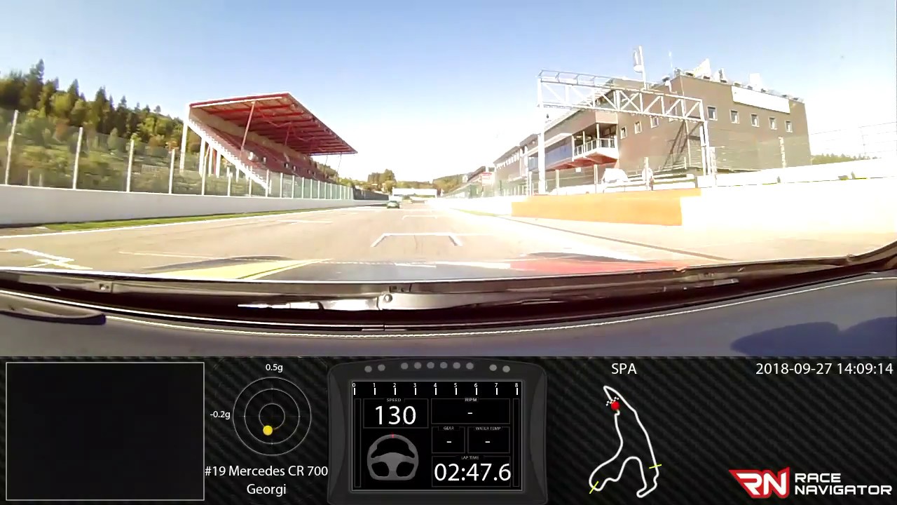 Lap at Spa Francorchamps racing circuit with Mercedes C63s AMG coupe