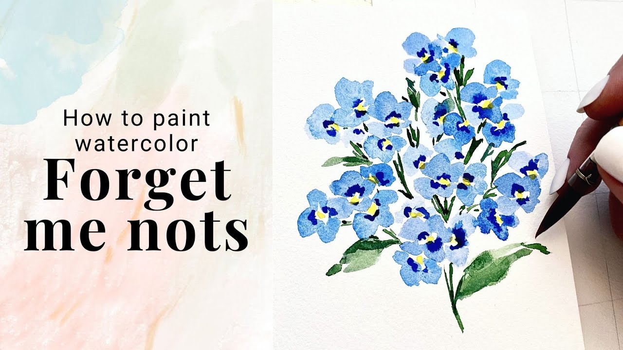 How to paint loose Forget me nots in watercolor - Day 14
