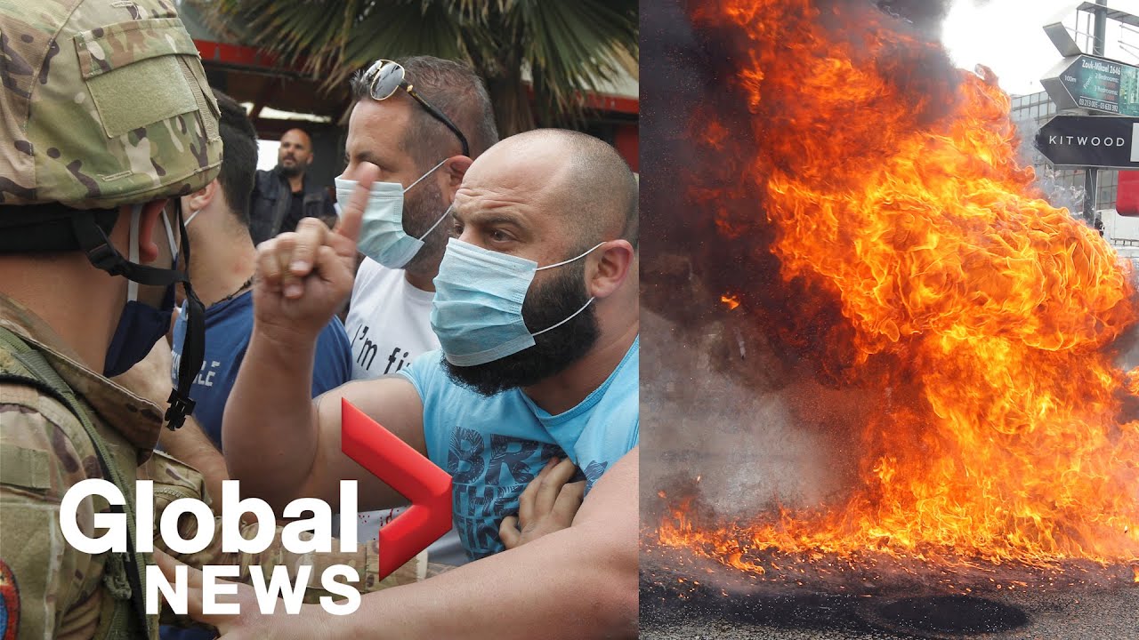 Lebanese army confronts anti-government protesters blocking highway amid coronavirus lockdown