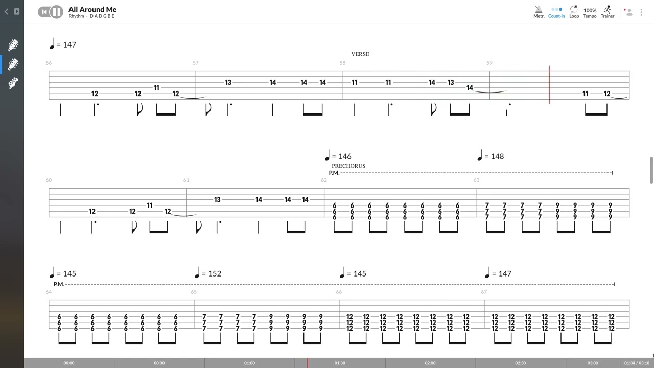 Flyleaf - All Around Me (RYTHM GUITAR TAB PLAY ALONG)