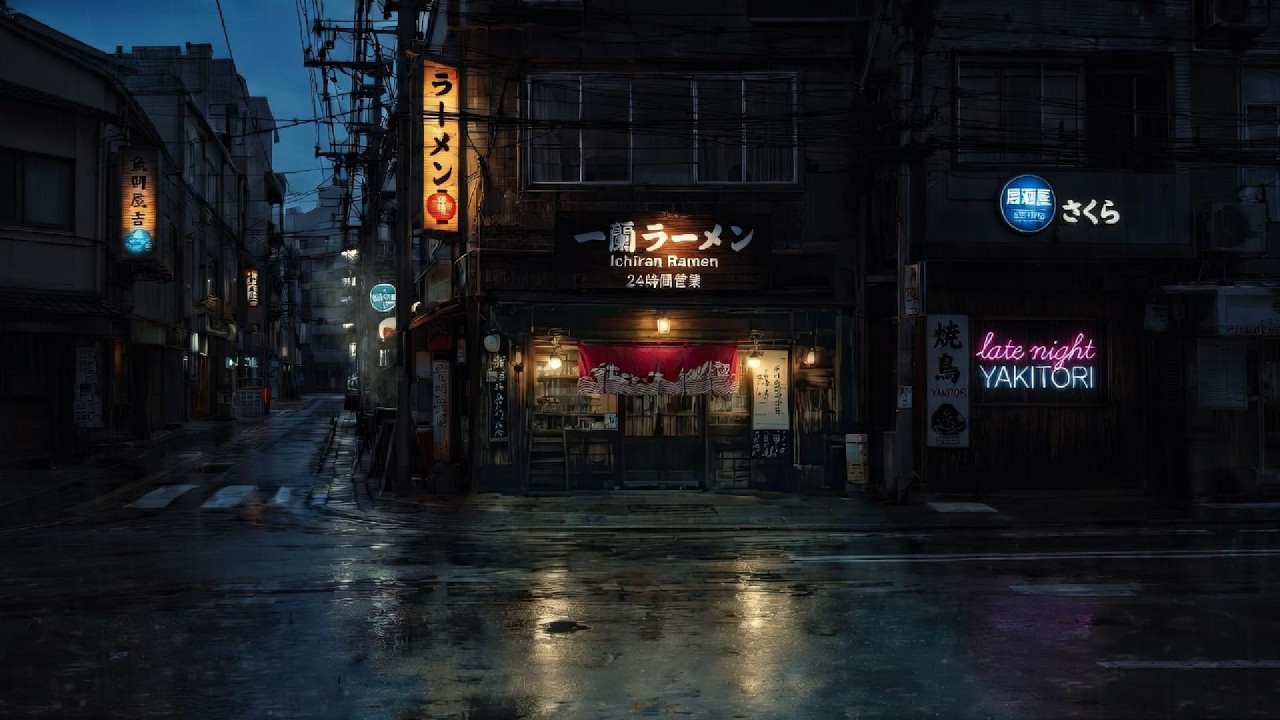 (NO ADS) MIDNIGHT IN JAPAN 🌙 Rainy Street Ambience & Lofi Chill Beats ☔