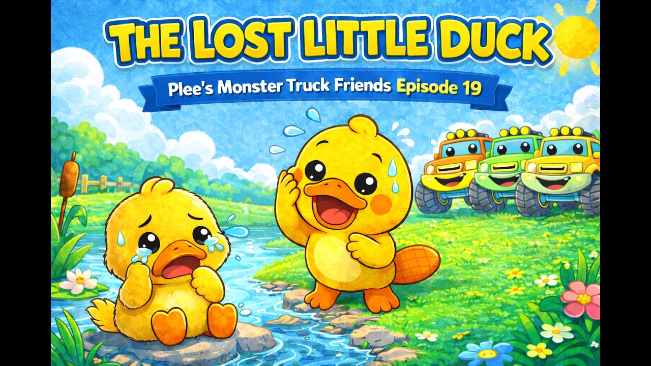 The Lost Little Duck 🦆 | Plee's Monster Truck Friends | Kids Story & English Learning