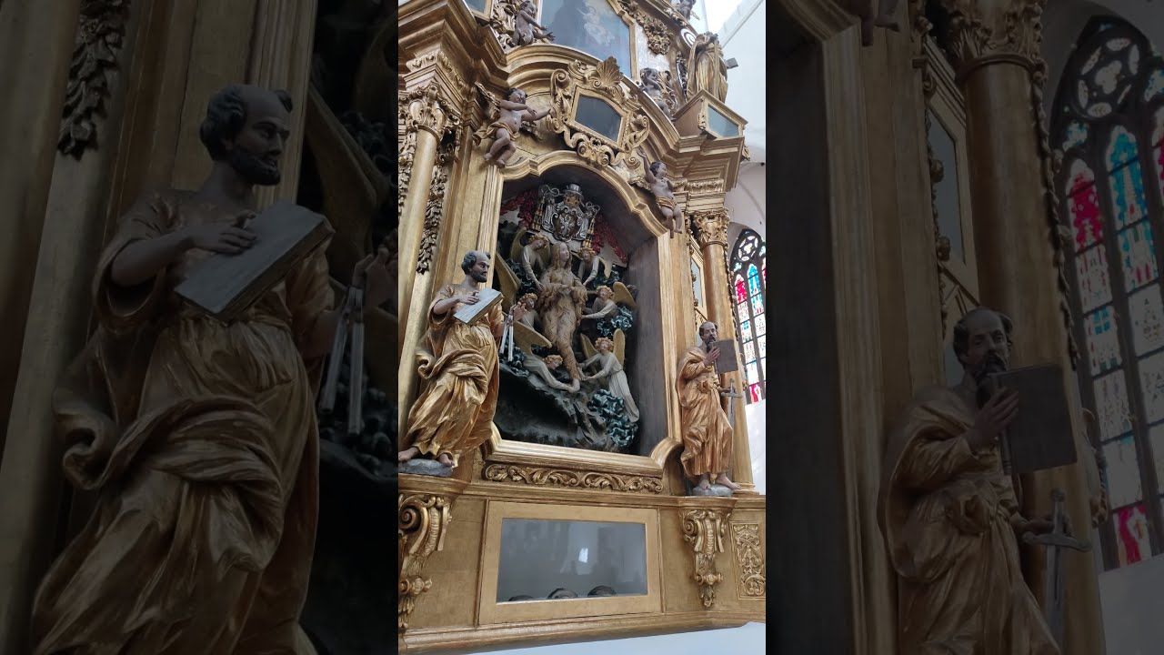 Detailed Carvings, Ceiling Architecture & Stained Glass Windows of The Toruń Cathedral, 13th century