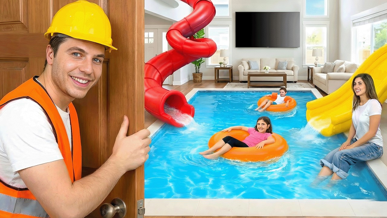 I Actually Built a POOL Inside My House! (Waterslides)