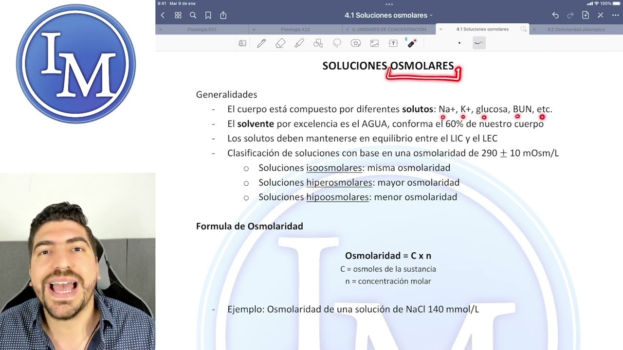 Fisiología clase 4.1.1 | Soluciones Osmolares