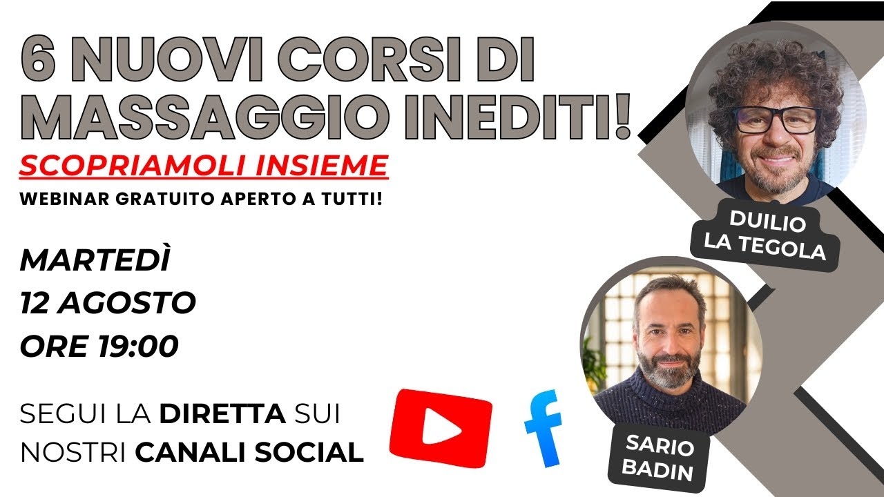 6 Nuovi Corsi di Massaggio Inediti DIABASI! Scopriamoli insieme a Duilio La Tegola e Sario Badin