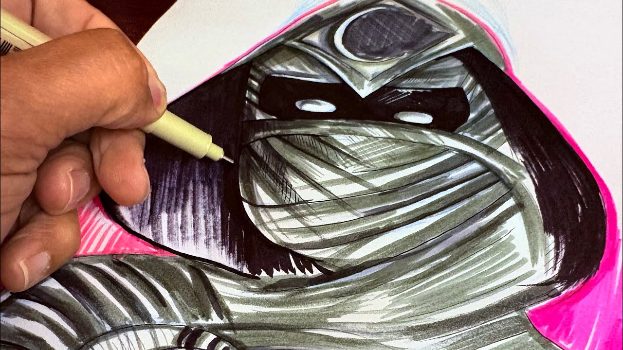 LETS DRAW MOON KNIGHT / MARVEL IN ALCOHOL MARKERS
