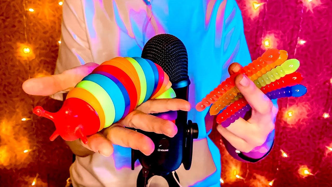 ASMR | Relaxing Rainbow Slug Fidget ( Tapping and Scratching )