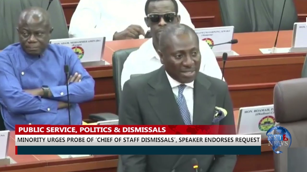 Minority urges probe of Chief of Staff dismissals',Speaker endorses request.