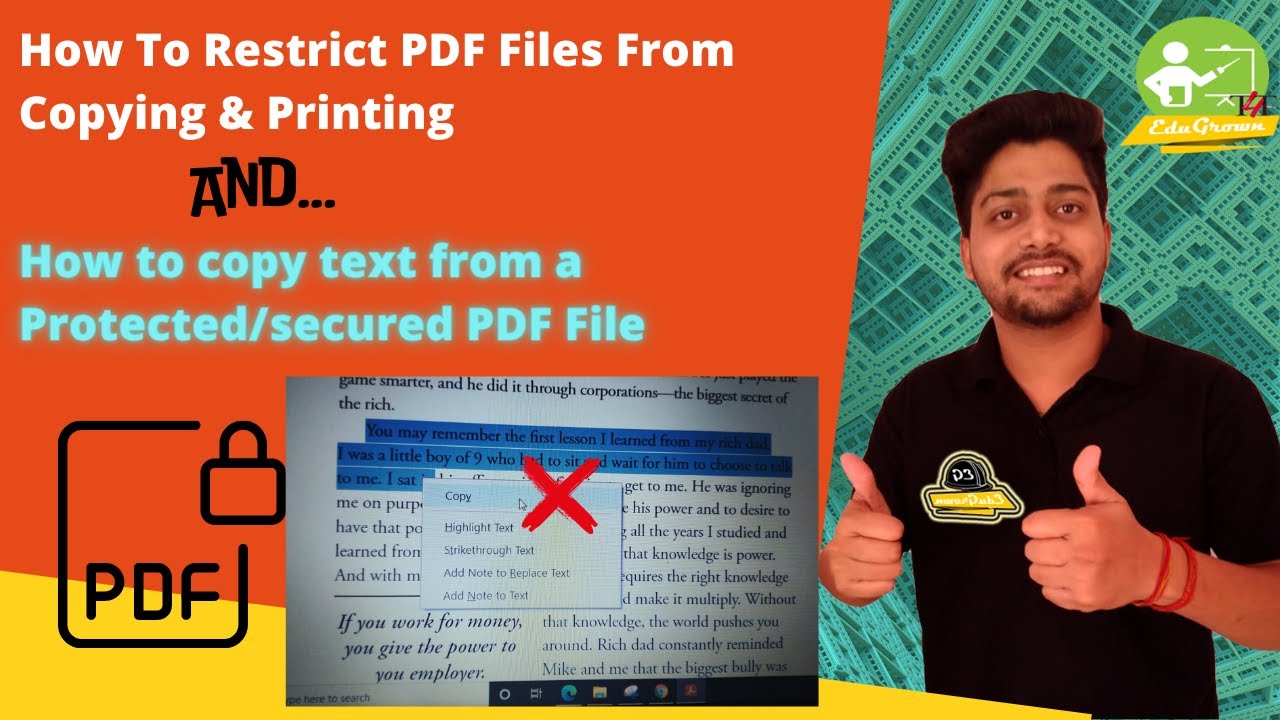 How to copy text from a Protected/secured PDF File & How To Restrict PDF Files From Copying & Print.