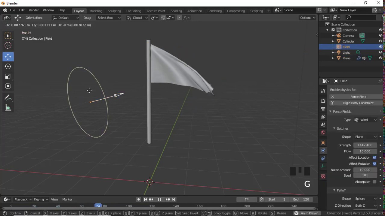 Wind simulation in Blender 2.83. New simulation in Blender 2.83 2020.Flag create in Blender 2.83