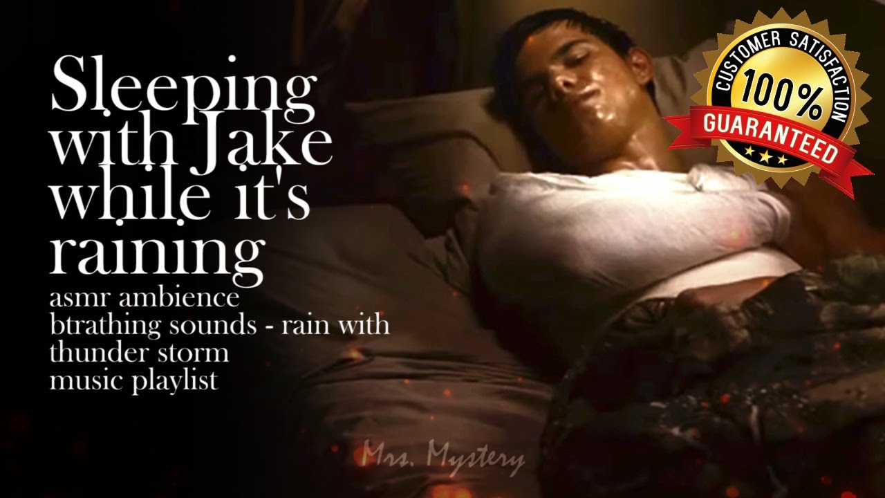 Sleeping with your boyfriend [rain/thunderstorm/playlist] | ASMR Ambience Relaxing Breathing Sounds