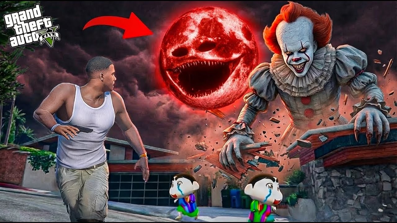 Franklin and Shinchan Find the Moon Wakes Up (Evil Moon) in Los Santos! 🌕😱 | GTA 5