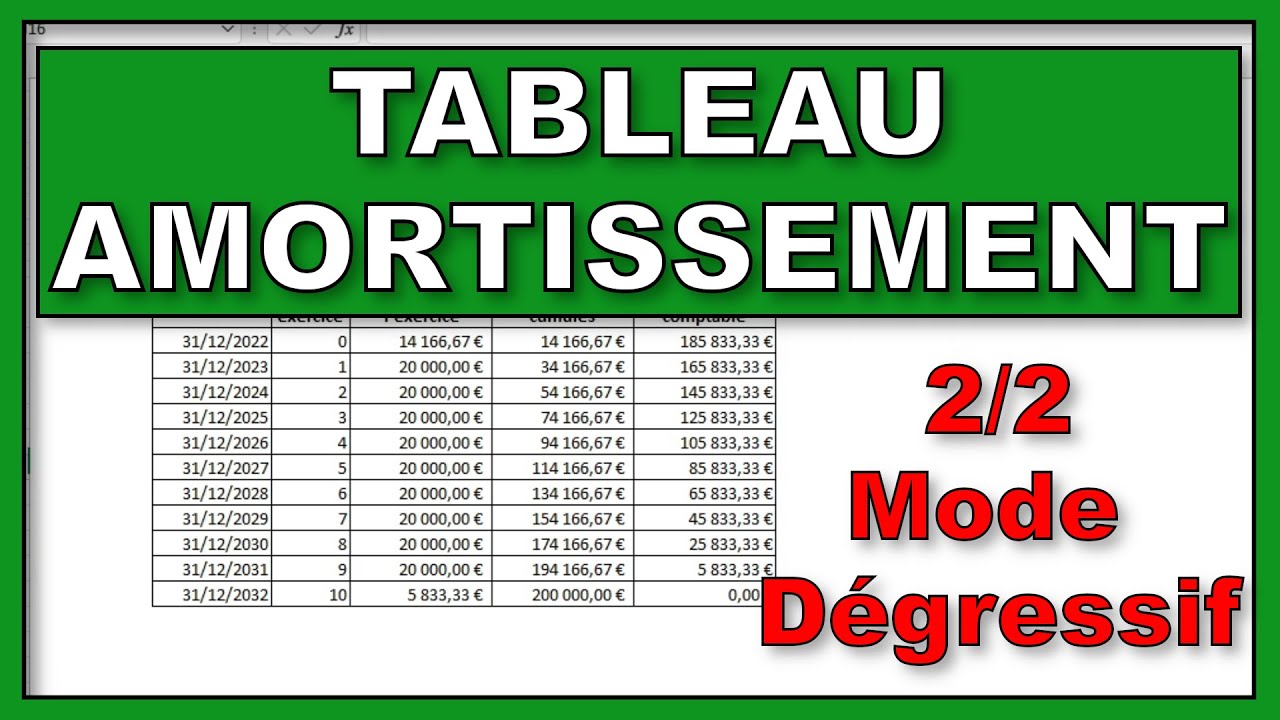 Tuto : tableau d'amortissement (2/2 - dégressif)
