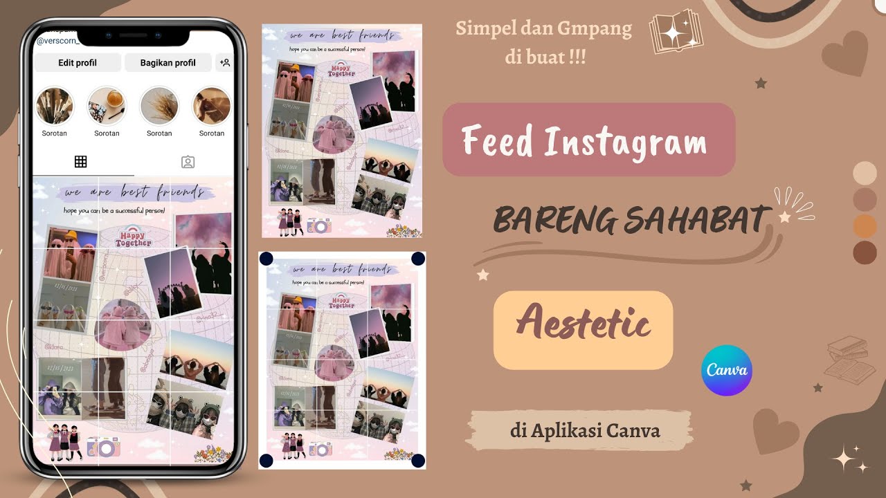 Tutorial Puzzle Feeds Instagram Bareng Sahabat di Aplikasi Canva || Desain Canva 🌻