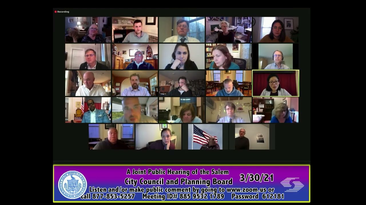 Salem, Massachusetts City Council Planning Board Joint Public Hearing Meeting 3/30/21