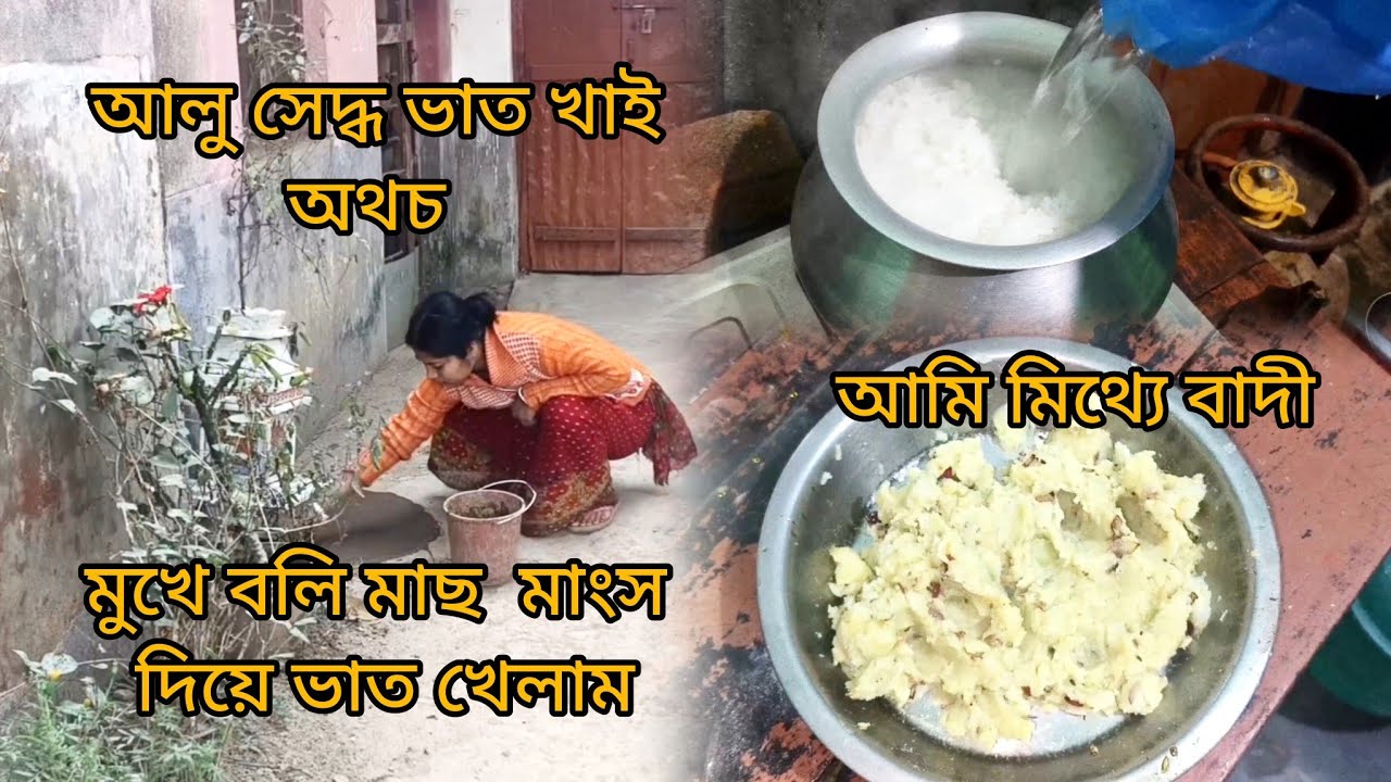 বাড়িতে আলু সেদ্ধ🍚 ভাত খাই অথচ  মুখে বলি মাংস ,মাছ দিয়ে ভাত খেলাম। বাঙালির প্রিয়খাবারআলু সেদ্ধ ভাত