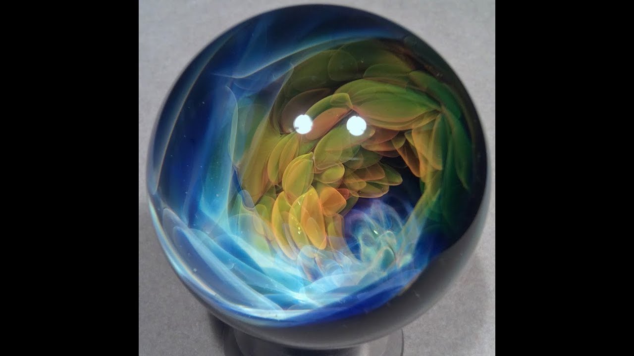 Two Tone Curve Ball - Handmade Vortex Boro Glass Marble 1.89