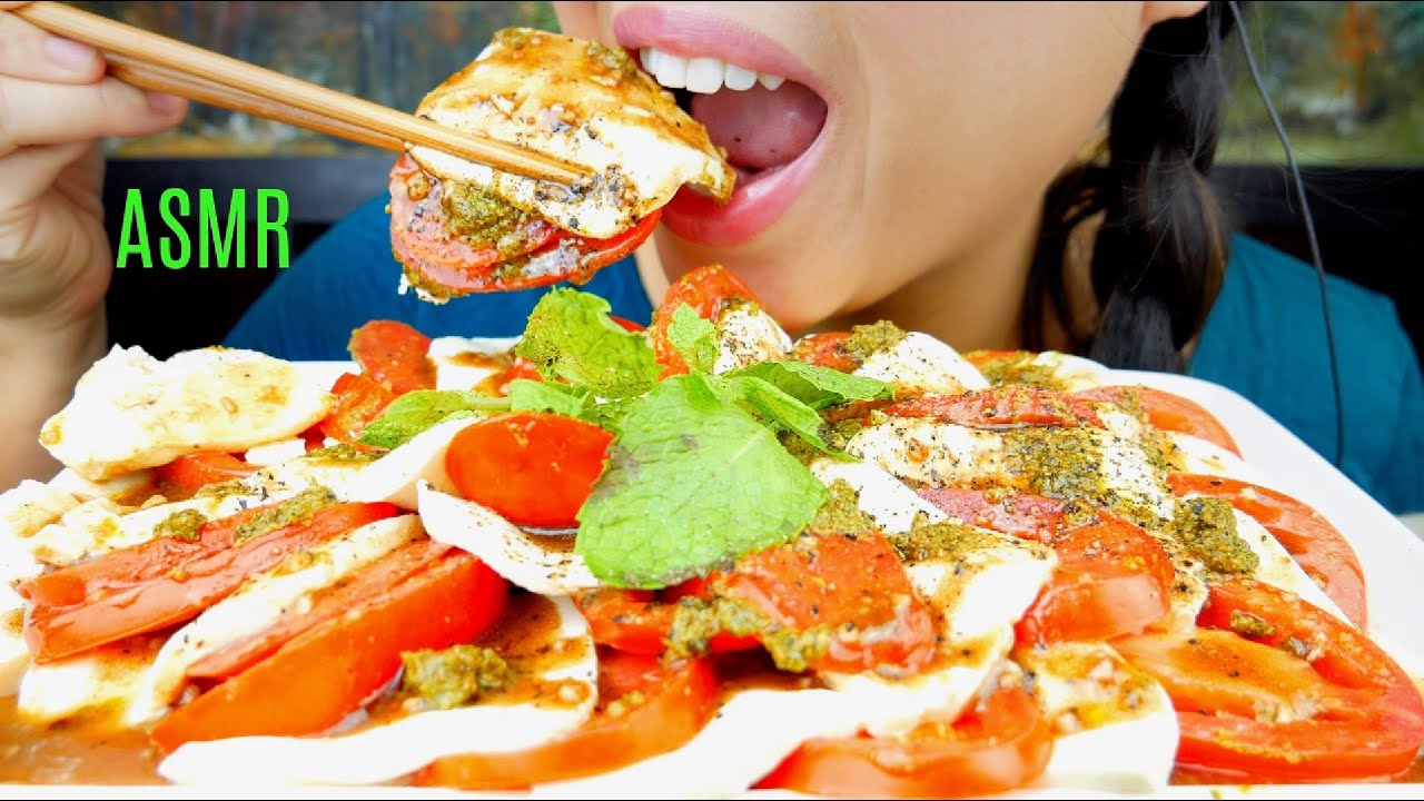 CAPRESE Salad ♥ Fresh Mozzarella & Tomatoes ♥Balsamic Dressing Recipe 먹방 No Talking suellASMR