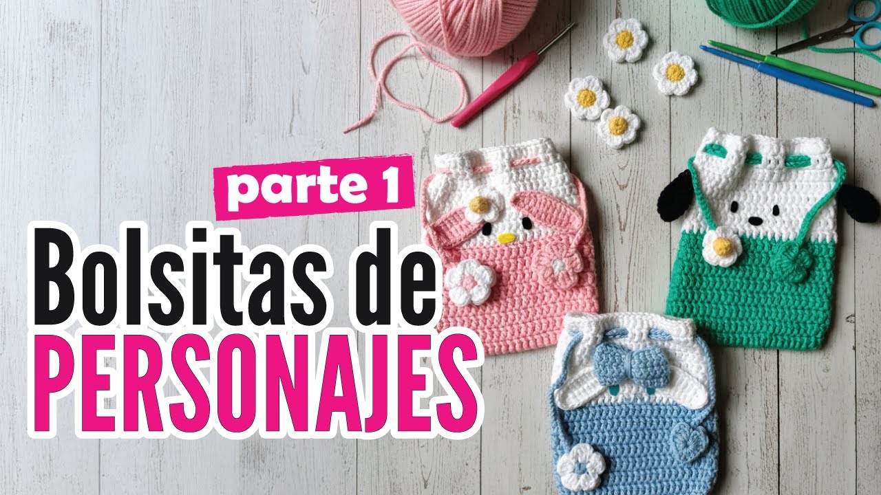 🎀 ¡No creerás lo FÁCIL que es hacer estas bolsitas de Melody, Cinnamoroll y Pochacco en crochet 🧶✨
