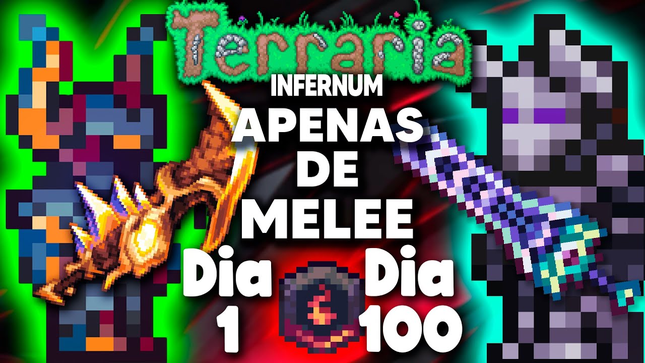 PASSEI 100 DIAS NO TERRARIA CALAMITY INFERNUM APENAS DE MELEE