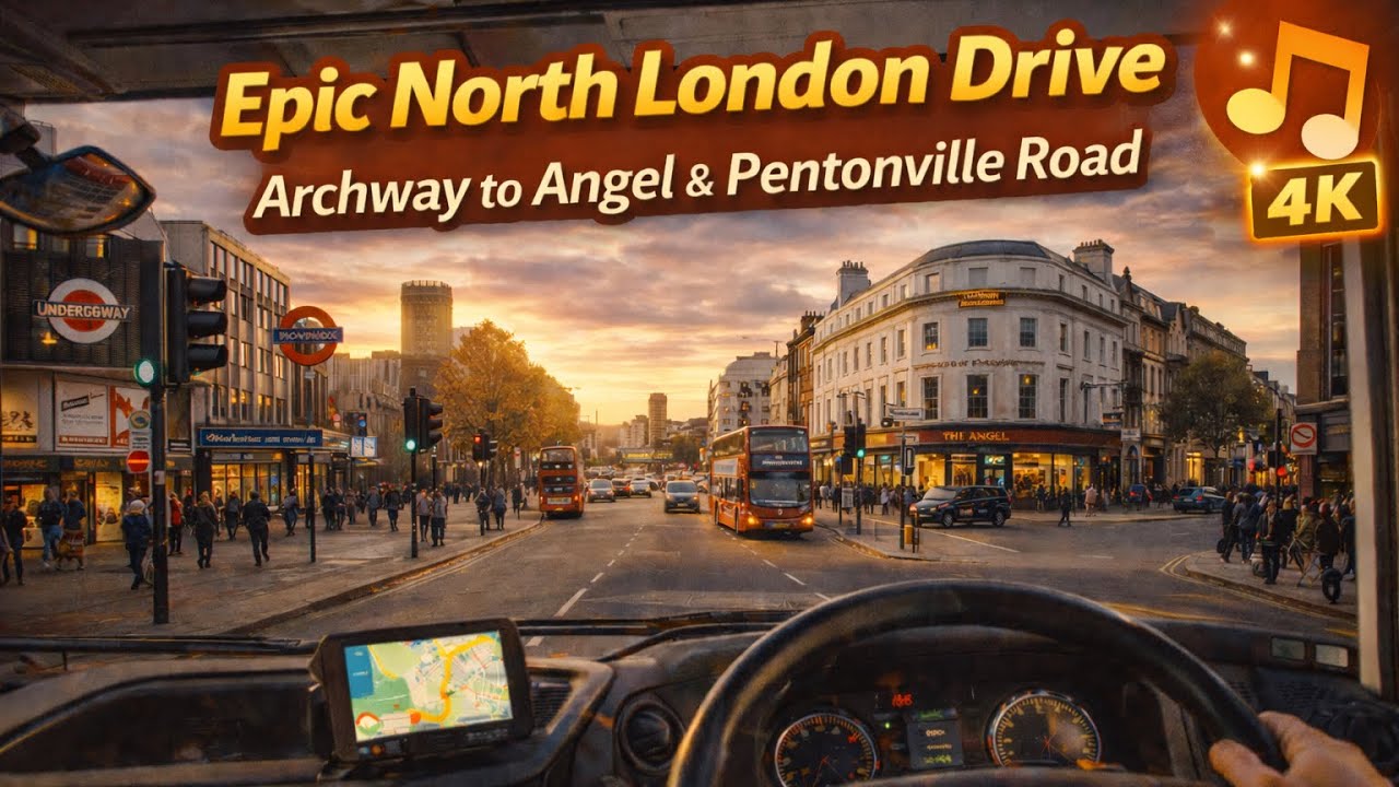 Epic North London Drive | Archway to Angel & Pentonville Road | 4K City Journey