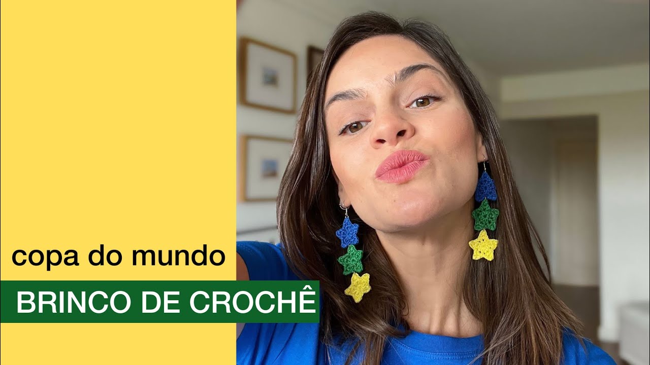 Brinco de crochê copa do mundo - super rápido de fazer