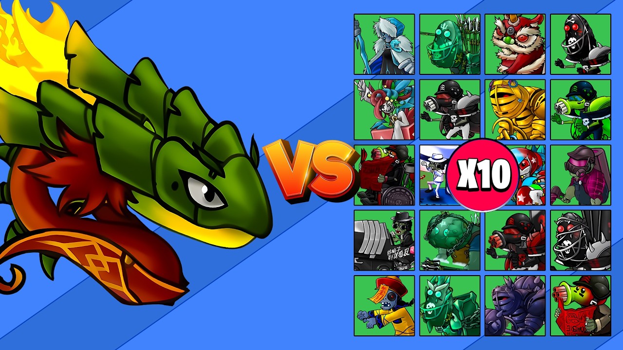 DRAGÓN DE BAMBÚ ÍGNEO GIGANTE vs TODOS LOS ZOMBIES X10 | PvZ Fusion