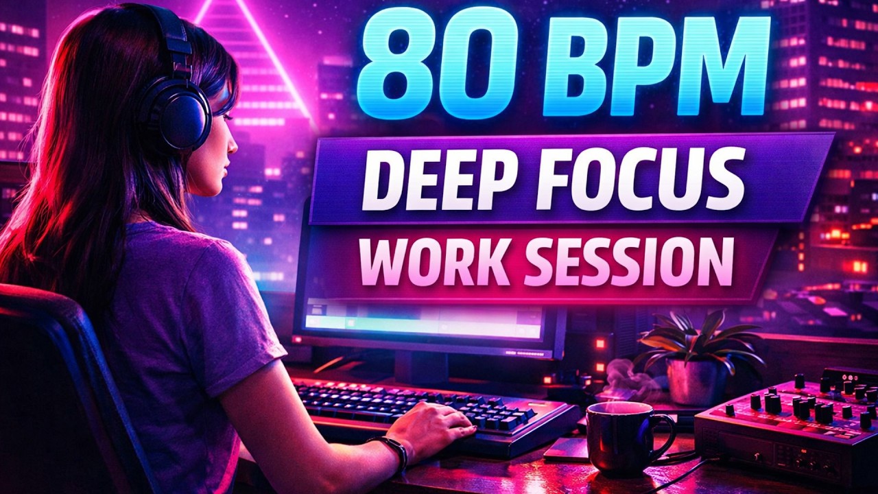 Deep Focus Cycle | 80 BPM Analog Synthwave Background Music for Work