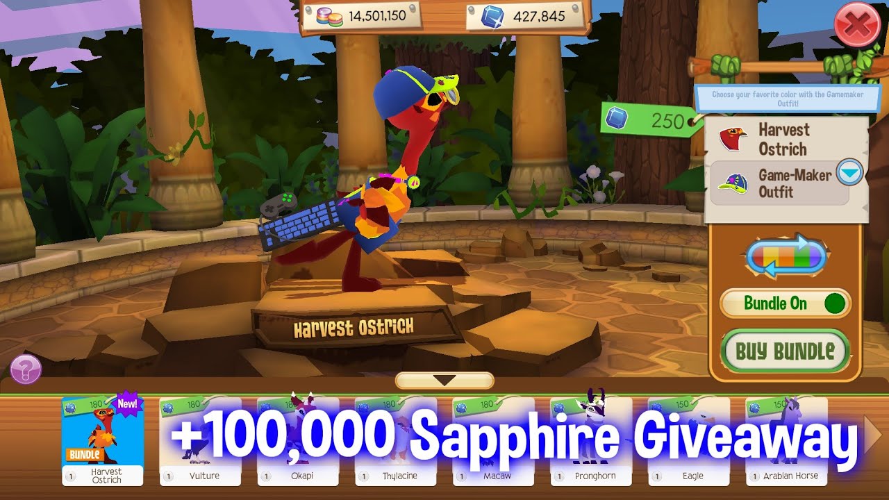 BUYING THE HARVEST OSTRICH BUNDLE + 100K FREE SAPPHIRES | Animal  Jam November Update