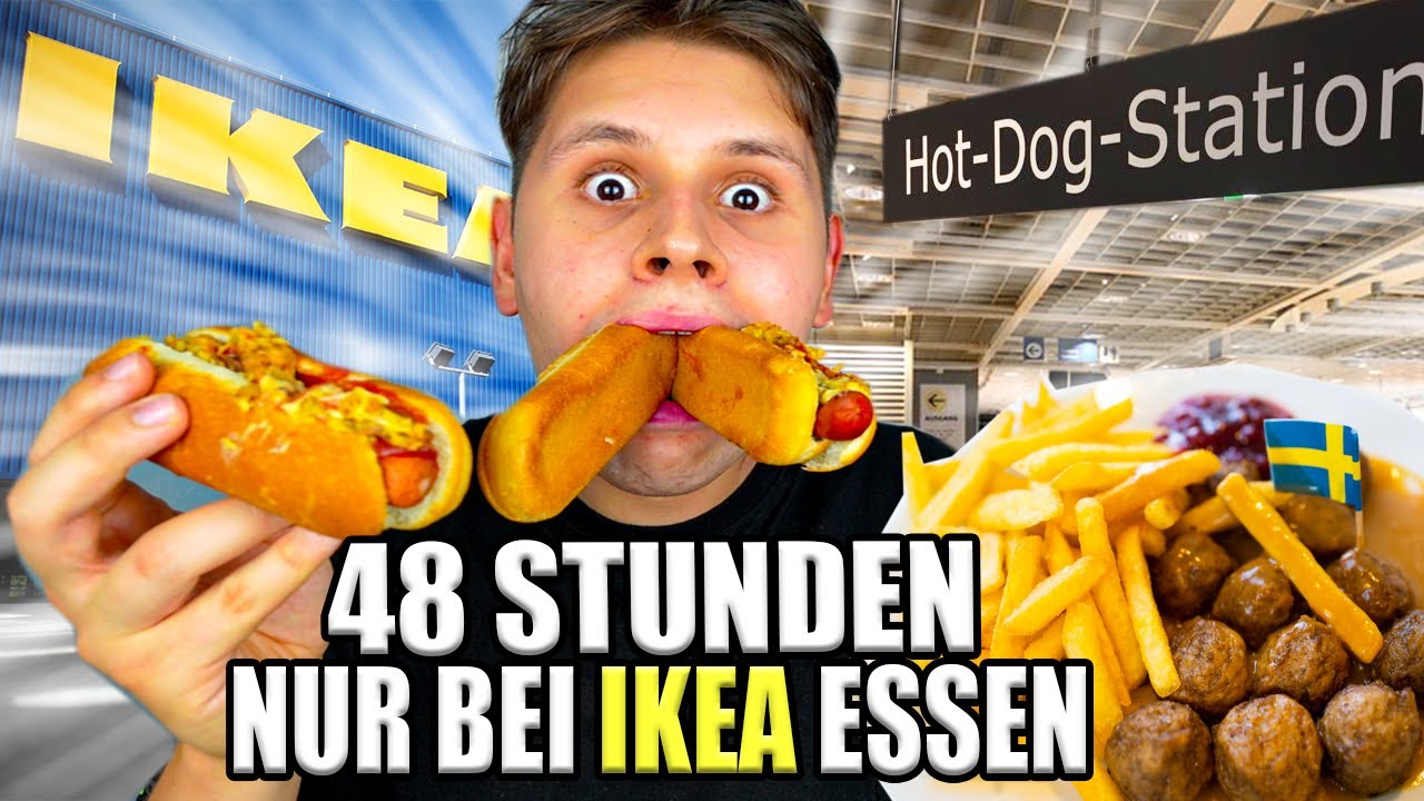 Ich habe 48 STUNDEN NUR VON IKEA ESSEN GELEBT😨🌭 + Größten IKEA DER WELT BESUCHEN🏠