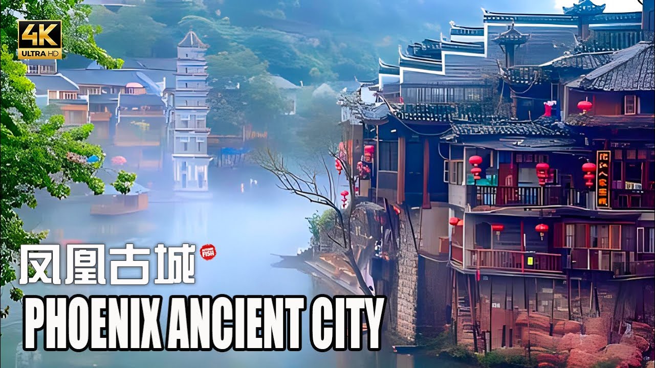 凤凰古城临湘江，水清山绿画中藏。漫步中国神秘湘西——湖南凤凰古城。 4K