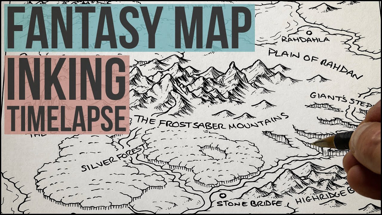 Fantasy Map Drawing - full inking process from start to finish.