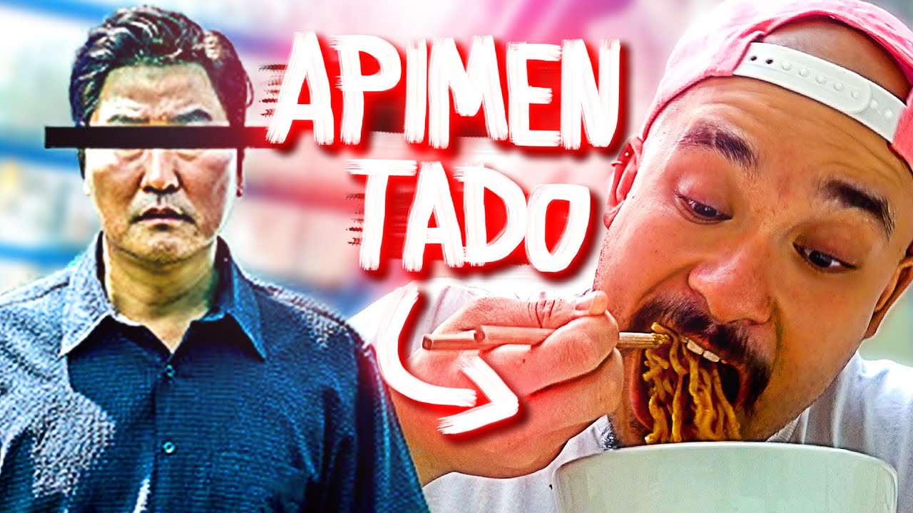 Provando lamen coreano SUPER APIMENTADO e curiosidades de PARASITA