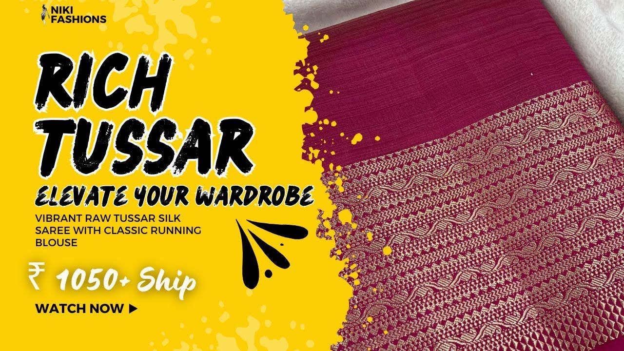 Eye-Catching Border Design | Raw Luxury!  Tussar Silk Saree with Rich Border | #saree  ✨