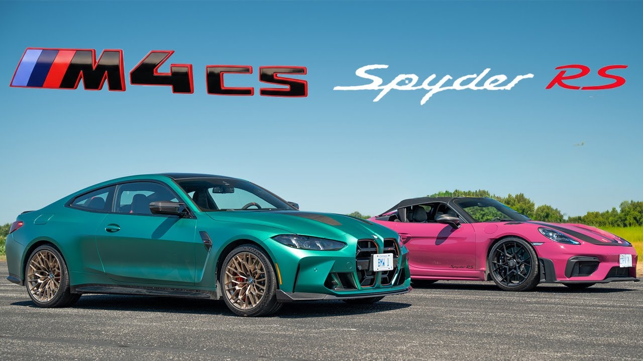 «Дьявол едет за рулём M. BMW M4 CS 2025 года против Porsche 718 Spyder RS: заезд, дрэг-рейсинг и ...