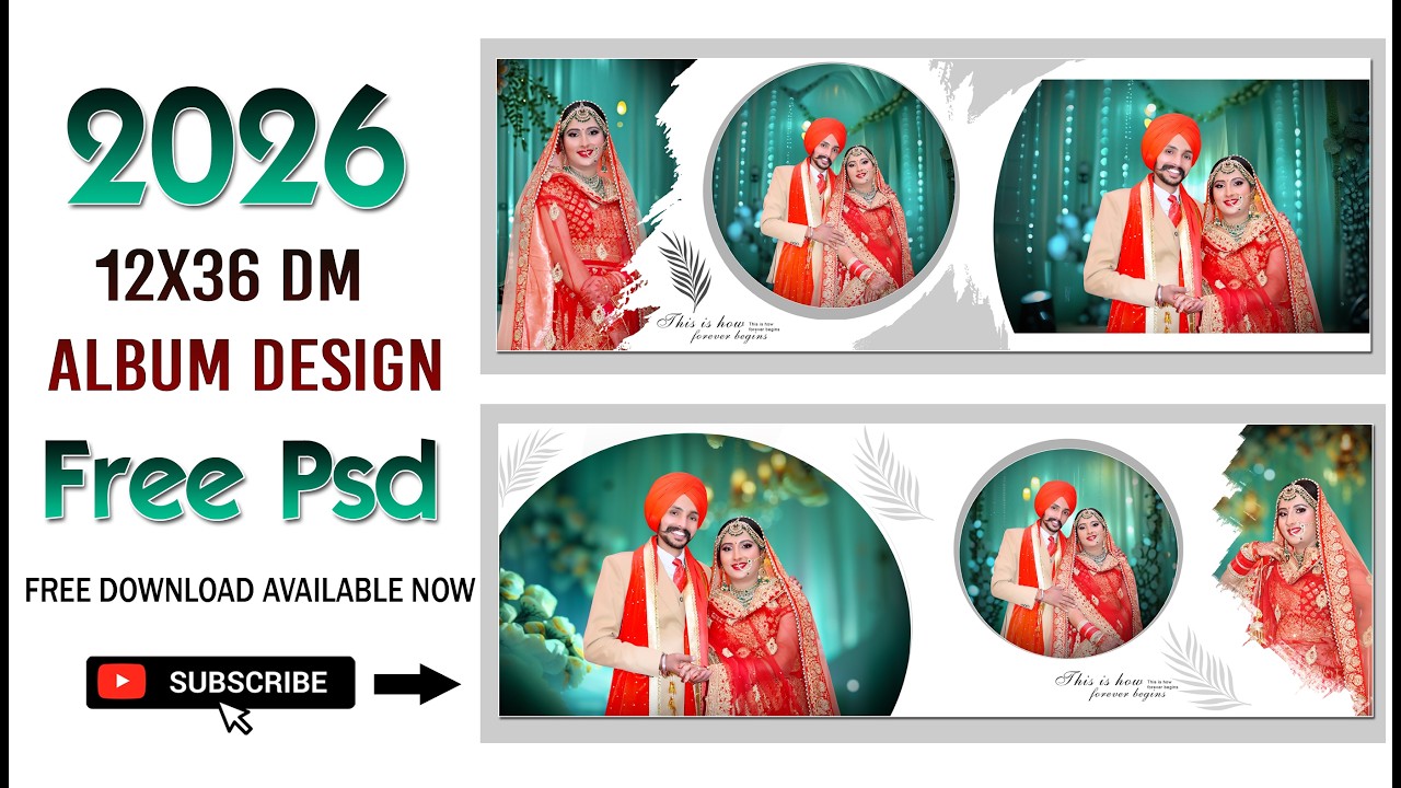 Top 20 Wedding Album PSD 2026 | 12x36 DM Design | बिल्कुल FREE Download