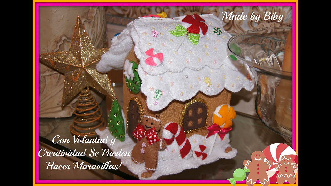 CASITA DE JENGIBRE  EN FIELTRO/ GINGERBREAD HOUSE Tutorial Navideño