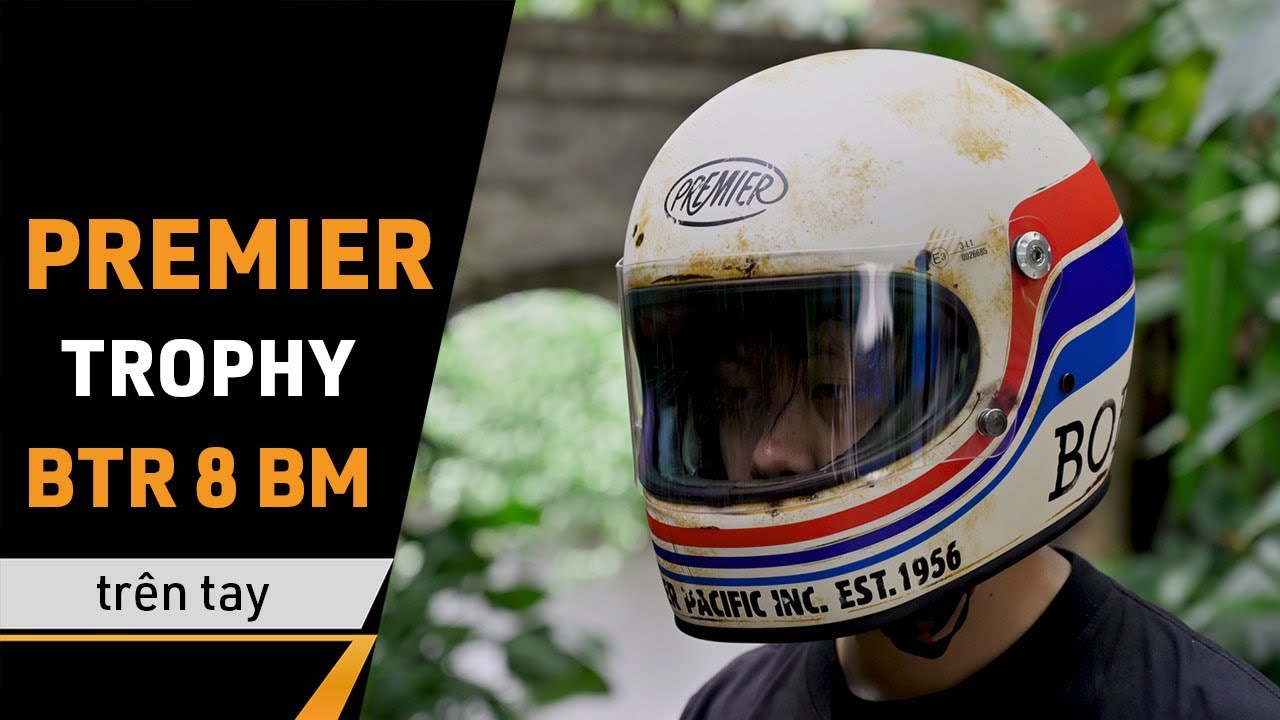 Trên tay fullface Premier Trophy BTR 8 BM | màu độc lạ, phù hợp với xe classic và café racer