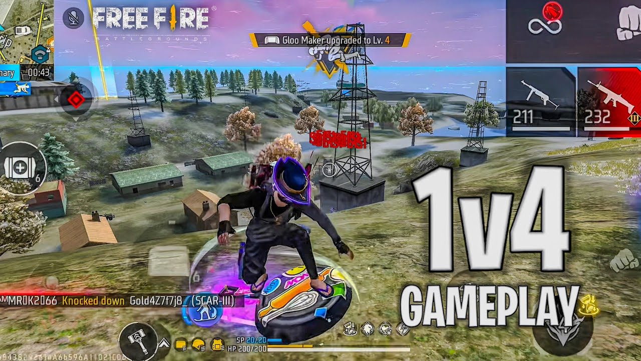 Clutch King 👑 Free Fire BR Rank 1v4