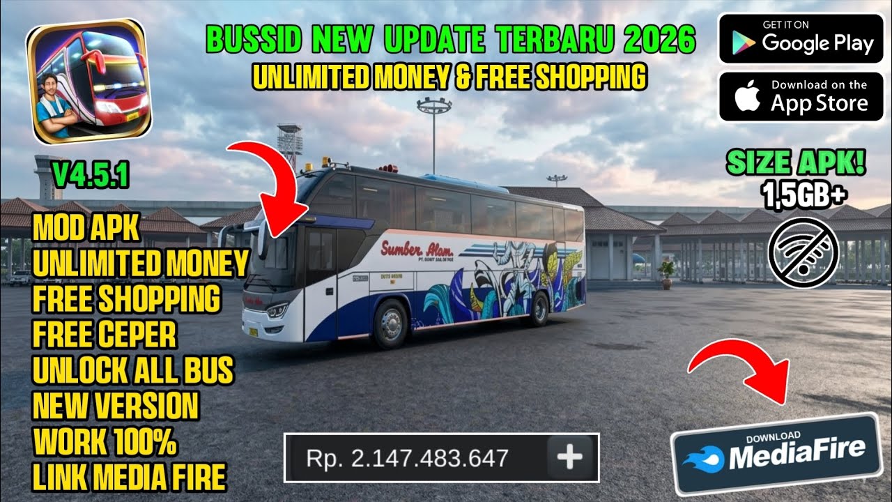 New Update‼️Bus Simulator Indonesia Mod Apk V4.5.1 Terbaru 2026 - Unlimited Money & Unlock All Bus