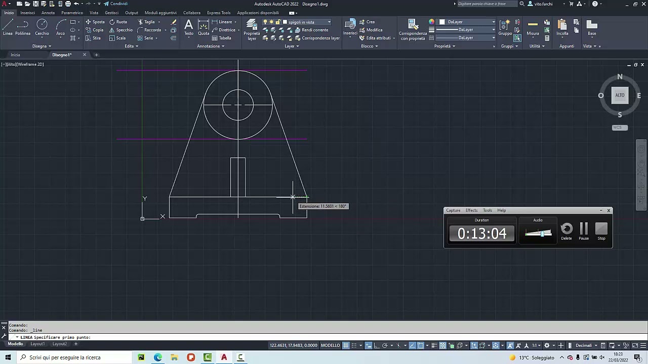 disegno autocad piu cartiglio e quote