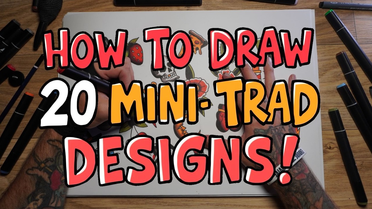 How to Draw 20 Mini-Trad Designs | Real time drawing tutorial on paper